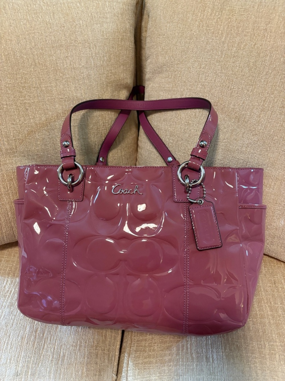 Coach Patent Leather Tote in Berry Pink - Picture 17 of 17